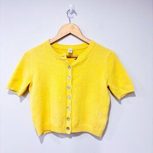 SIMONS Yellow cropped button cardigan |‎ Casual knit layering | Small